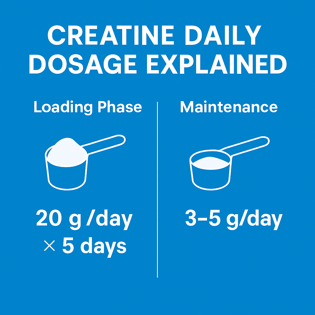 Creatine loading phase versus maintenance dose chart