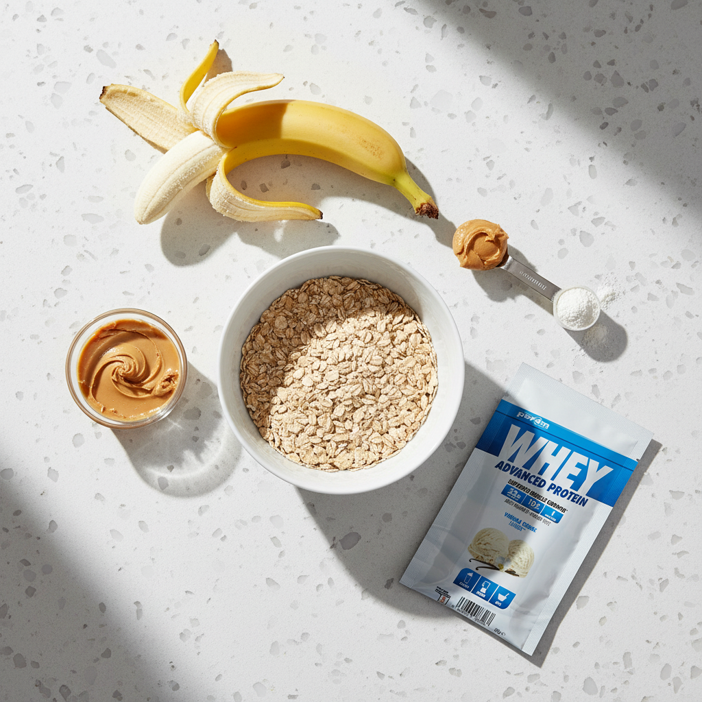Oats, Whey Protein, Banana and Peanut Butter