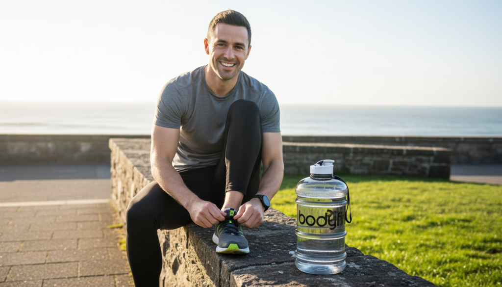 A smiling man getting ready for a run 