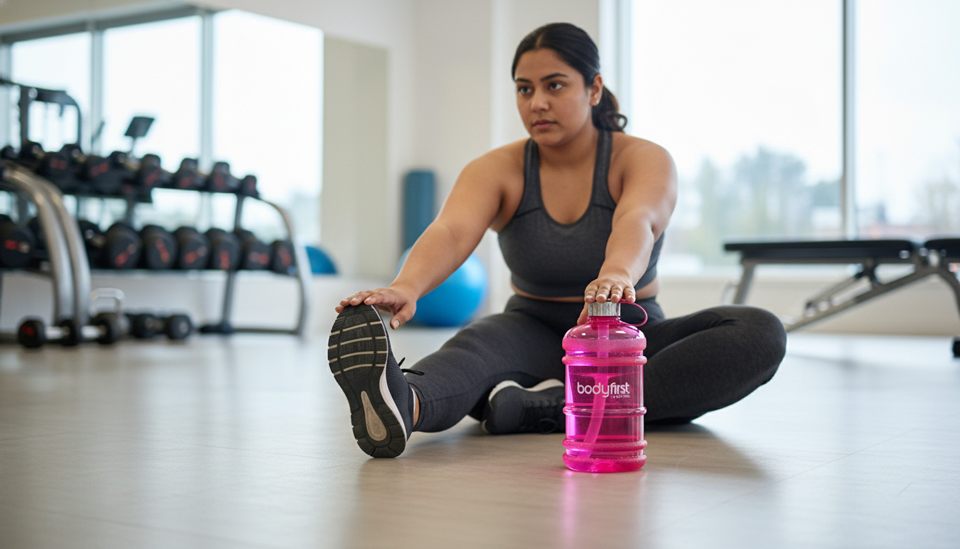 Woman stretching in the gym